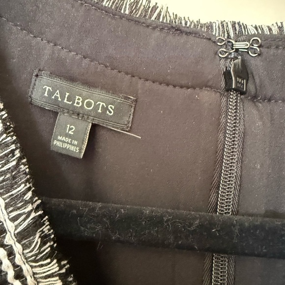 Talbots Black Tweed Fringe Shift Dress in Size 12 - Picture 6 of 12